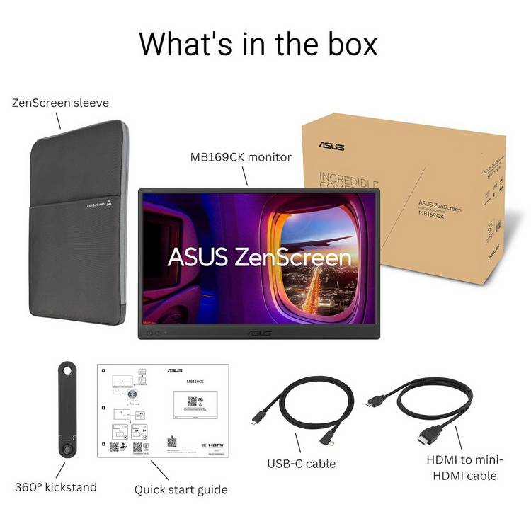 ASUS ZenScreen MB169CK 15.6 inch portable monitor, UK version