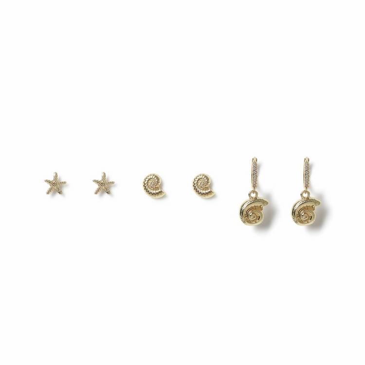 Freedom earrings set starfish shell spiral, UK version