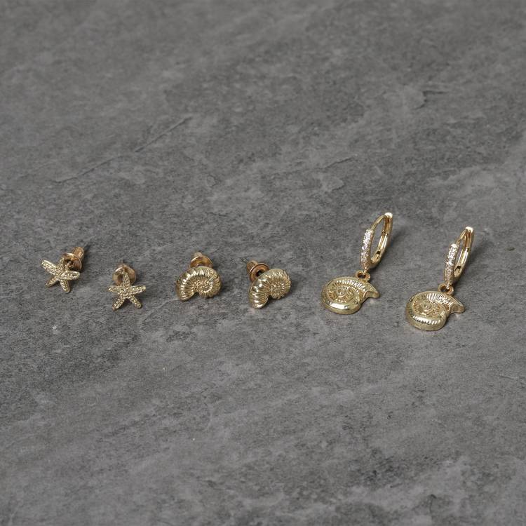 Freedom earrings set starfish shell spiral, UK version