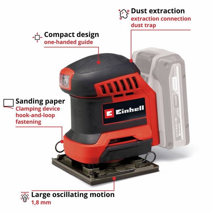 Einhell cordless palm sander 18V, UK version