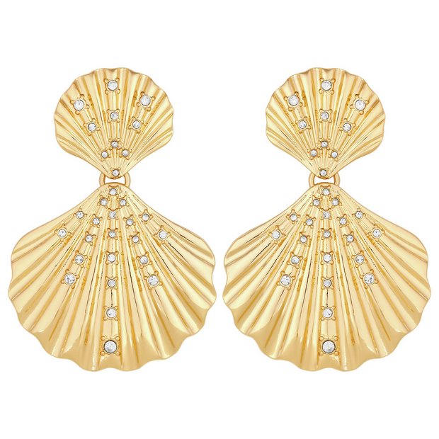Lipsy gold plated oversized shell earrings, imported from the UK