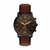 Fossil Neutra watch black dial brown leather strap, imported from the UK