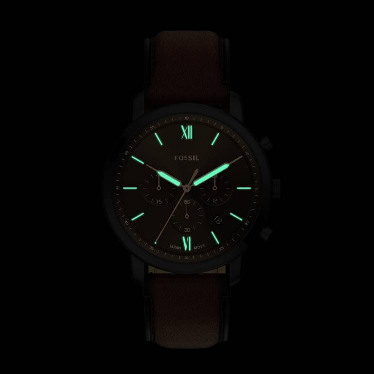 Fossil Neutra watch black dial brown leather strap, imported from the UK