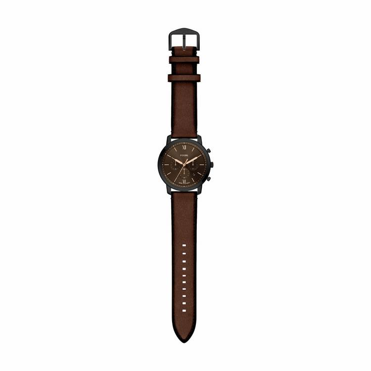 Fossil Neutra watch black dial brown leather strap, imported from the UK