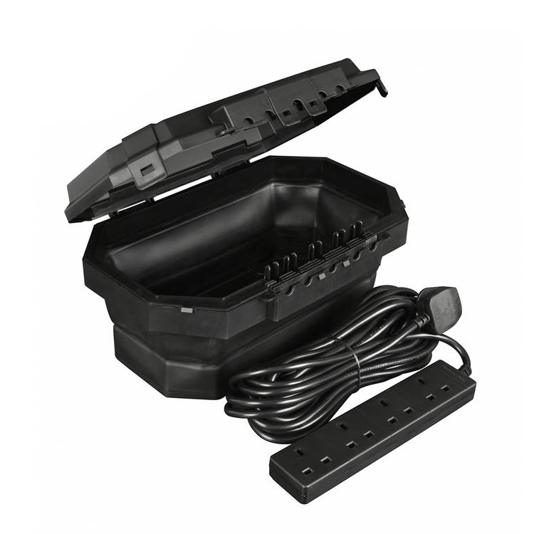 Masterplug weatherproof box with 4 sockets and 8m extension lead, UK version