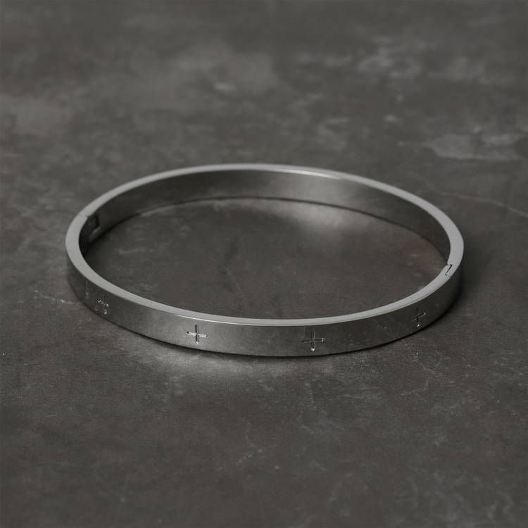 Uncommon Souls silver tone cross bangle 20cm - British product