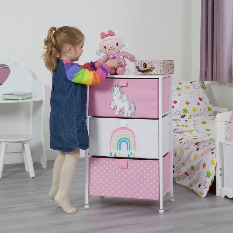 Liberty House Toys unicorn 3 drawer storage unit, UK version