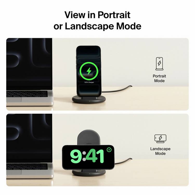 Belkin wireless charger stand black, imported from the UK