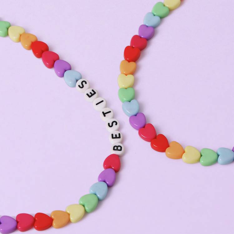 Flitzy Kids BFF rainbow heart bead necklace set 34cm - British product