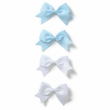 Flitzy blue and white bow clips pack of 4 (British brand)