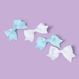 Flitzy blue and white bow clips pack of 4 (British brand)