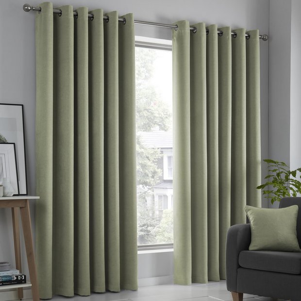 Fusion Strata dim-out curtains in green 117x137cm (British brand)