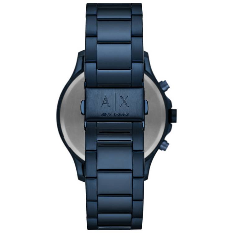Armani Exchange men's stainless steel blue strap watch, UK version