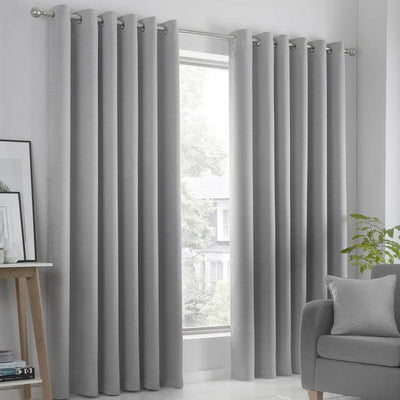 Argos Fusion Strata Dim-out Eyelet Curtains Silver 117x137cm- Buy online at McGrocer