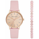 Armani Exchange watch and bracelet set pink leather, imported from the UK
