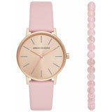 Armani Exchange watch and bracelet set pink leather, imported from the UK