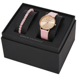 Armani Exchange watch and bracelet set pink leather, imported from the UK