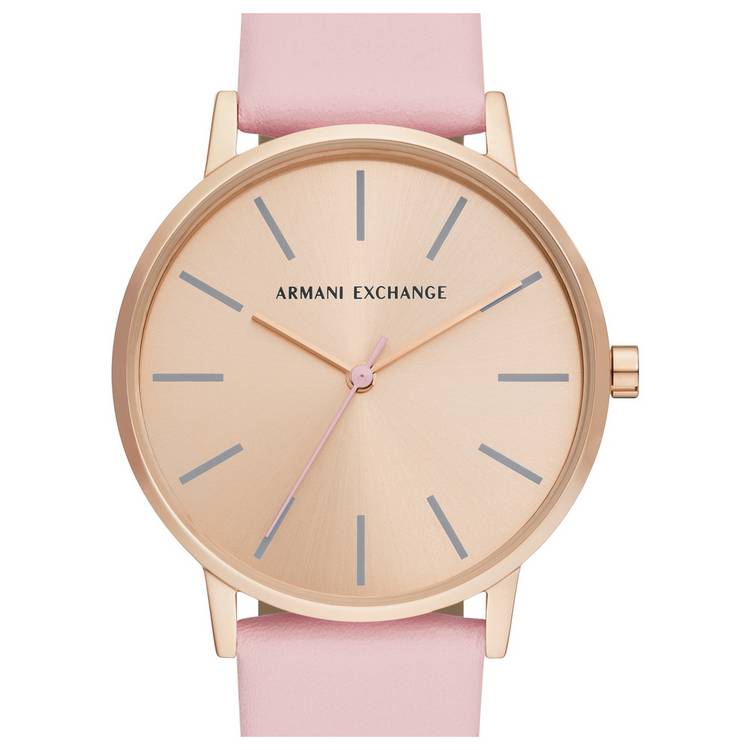 Armani Exchange watch and bracelet set pink leather, imported from the UK