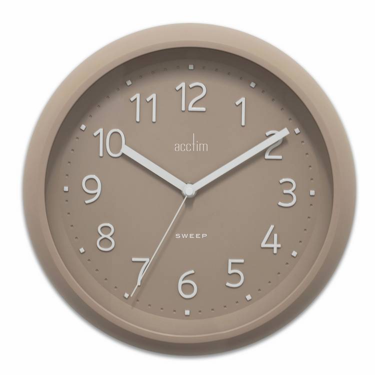 Acctim Retro Flood Mocha brown wall clock 30cm (British brand)