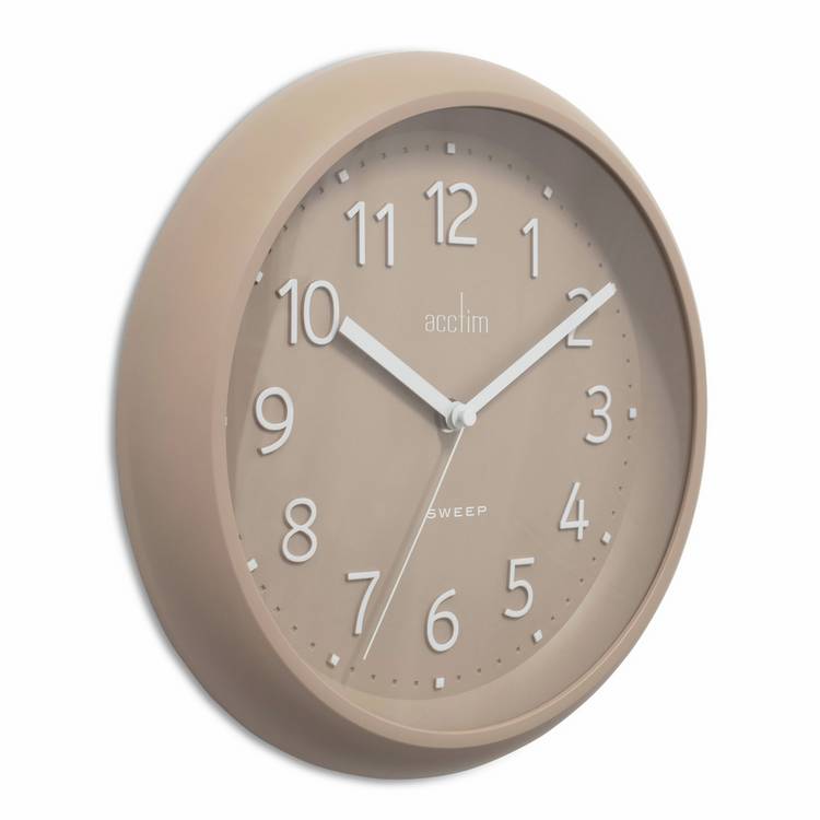 Acctim Retro Flood Mocha brown wall clock 30cm (British brand)