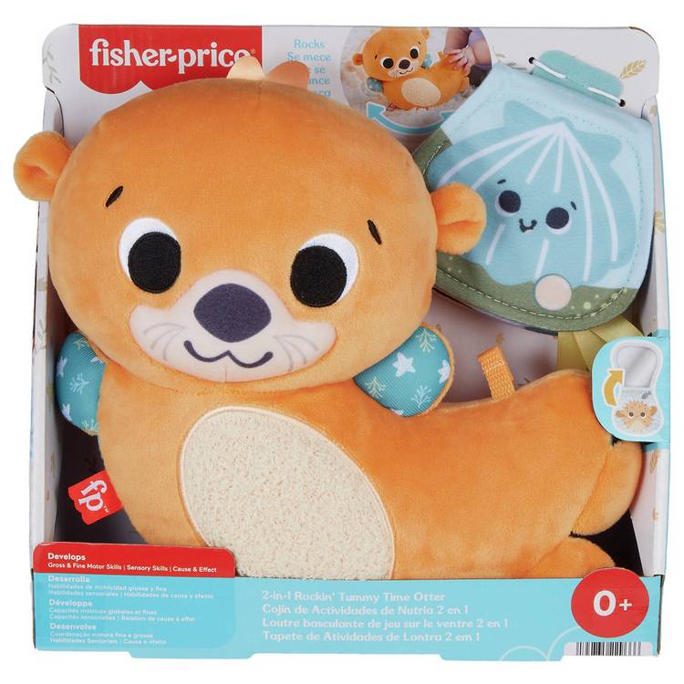 Fisher-Price 2in1 Rockin' Tummy Time Otter plush sensory toy, UK version