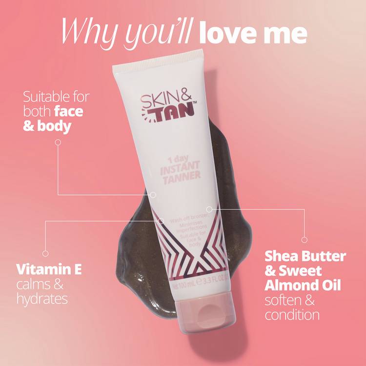 Skin and Tan 1 Day instant tanner 100ml, imported from the UK