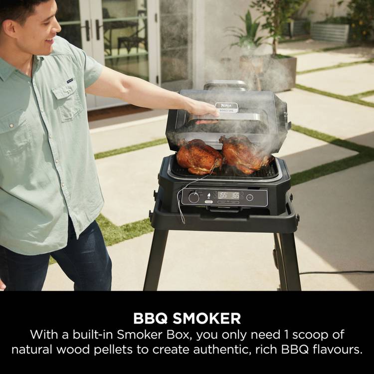 Ninja Woodfire Pro XL electric BBQ grill with cover - British product