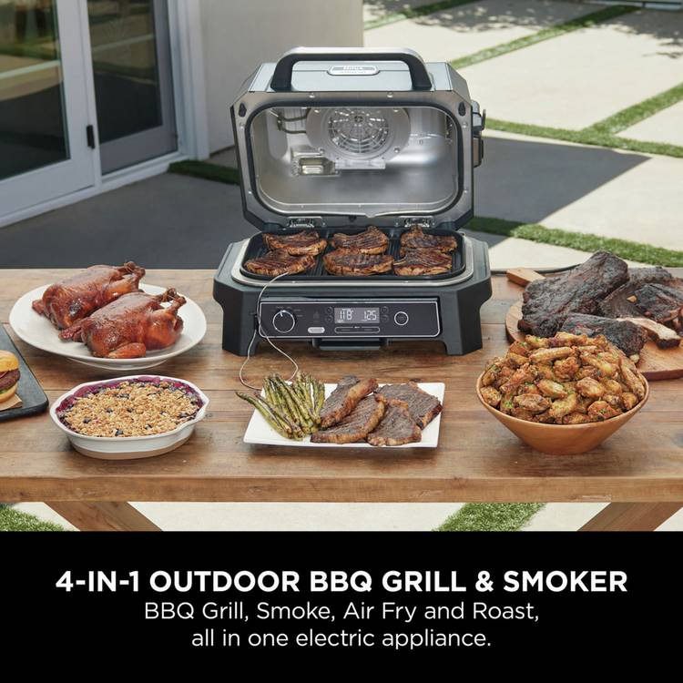 Ninja Woodfire Pro XL electric BBQ grill with cover - British product