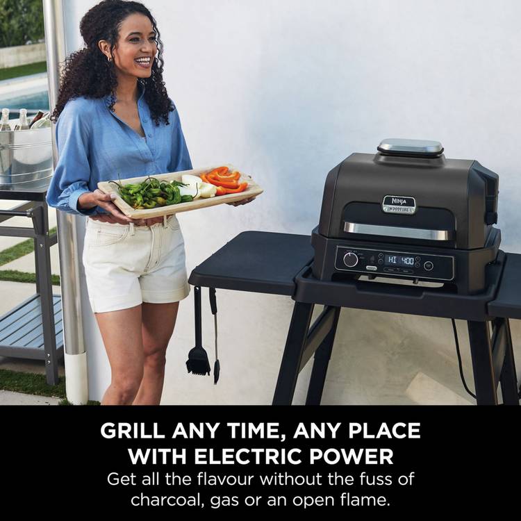 Ninja Woodfire Pro XL electric BBQ grill with cover - British product
