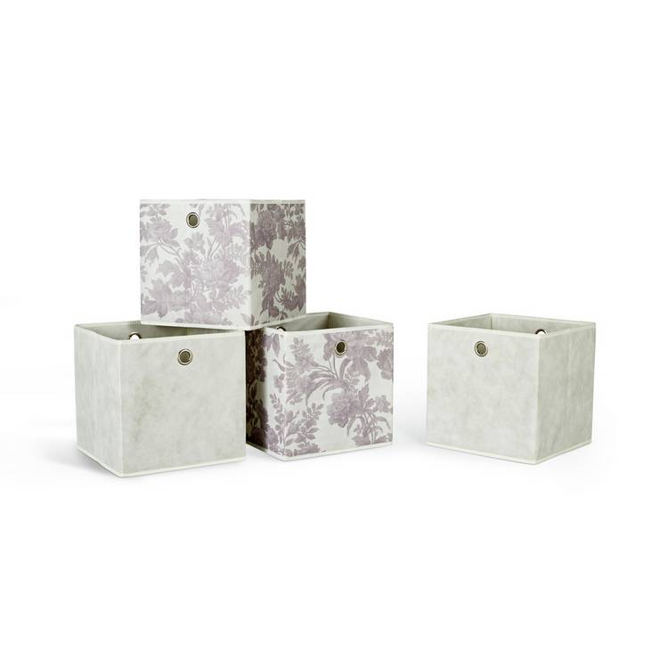 Argos Home storage boxes grey and floral set of 4 (British brand)