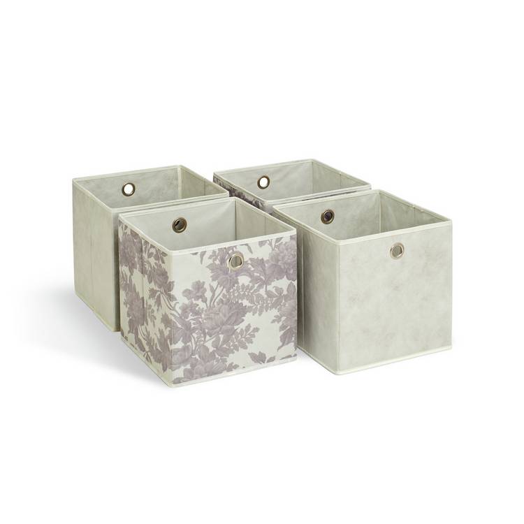 Argos Home storage boxes grey and floral set of 4 (British brand)