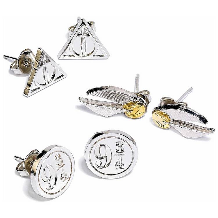 Harry Potter silver stud earrings set of 3 - British product