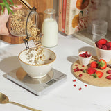 Salter electronic kitchen scale with silver steel platform - British product