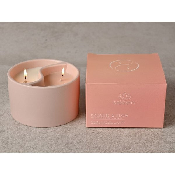 Serenity blush pink ceramic candle Breathe and Flow (British brand)