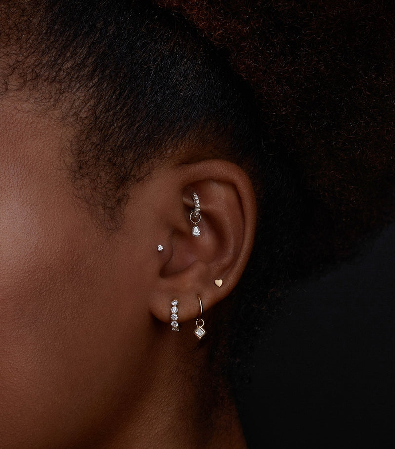 Maria Tash white gold diamond hoop earring 8mm - British product