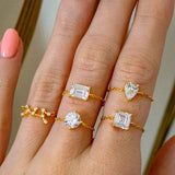 MUCHV silver adjustable ring with cubic zirconia stone - British product