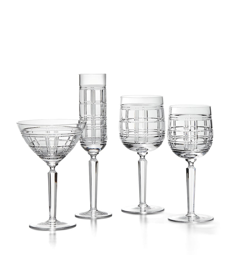 Ralph Lauren Home Hudson Plaid white wine glass, imported from the UK