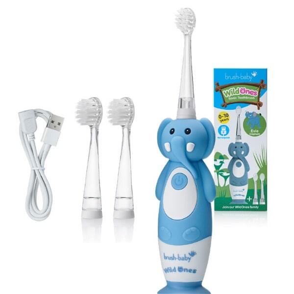 Brush Baby WildOnes Elephant Kids Electric Toothbrush Gift Set - British product