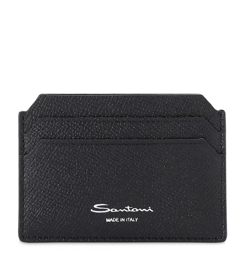 Santoni textured leather card holder with 6 slots, imported from the UK
