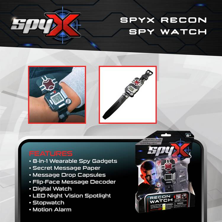 Spy X Recon kids black 8 in 1 watch (British brand)
