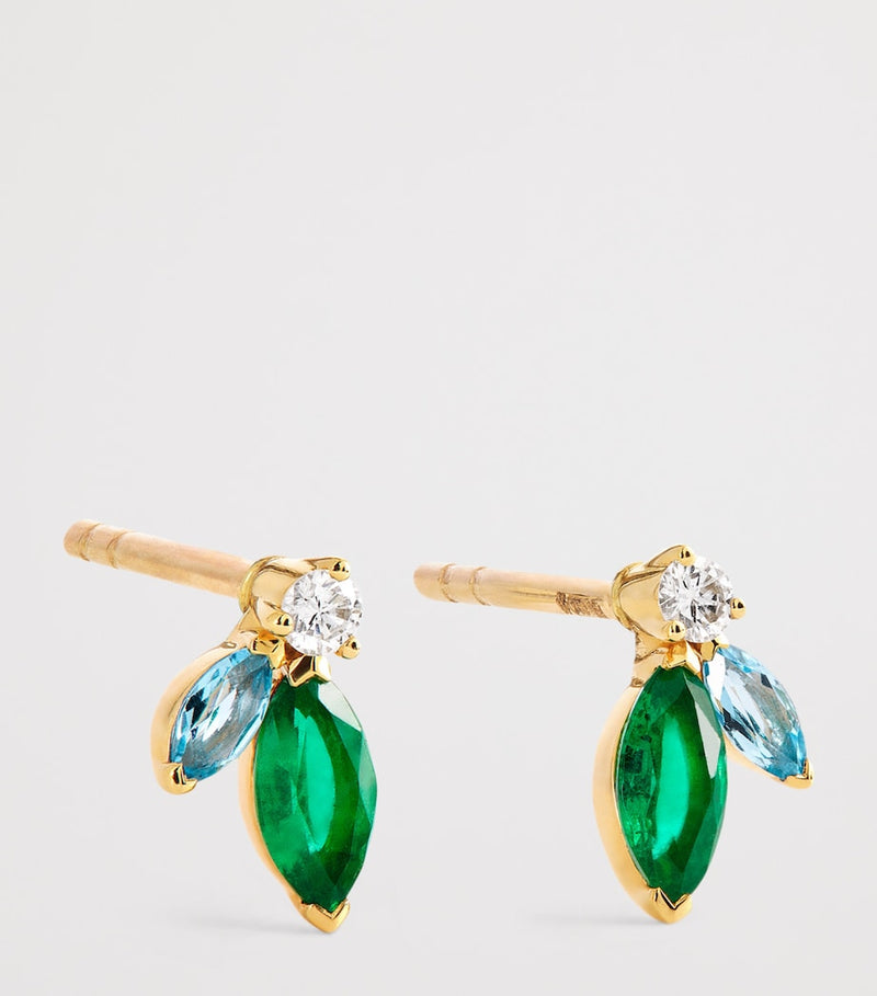 Emily P. Wheeler earrings diamonds emeralds topaz gold, imported from UK