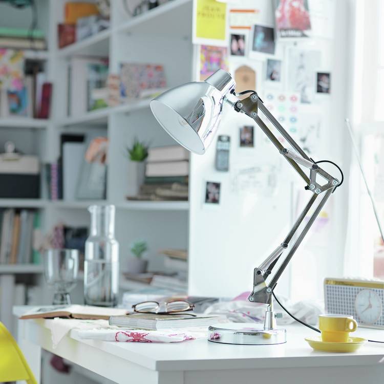 Argos Home task table lamp chrome, imported from the UK