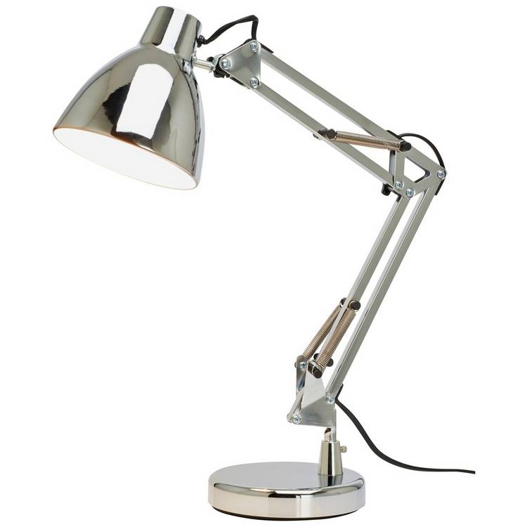 Argos Home task table lamp chrome, imported from the UK