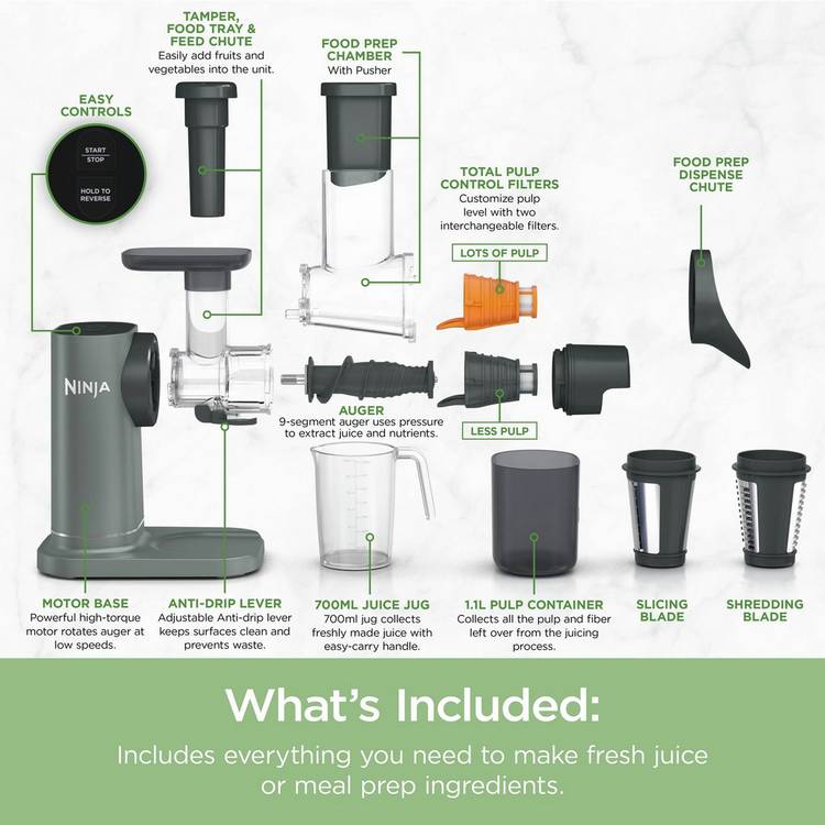 Ninja 3 in 1 Cold Press NeverClog Juicer (British brand)