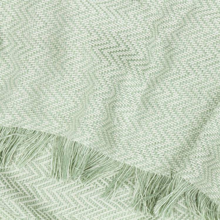 Wylder Wisley herringbone throw leaf green 130x180cm - British product