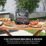 Ninja Woodfire Pro Connect XL electric BBQ and cover, blue (British brand)