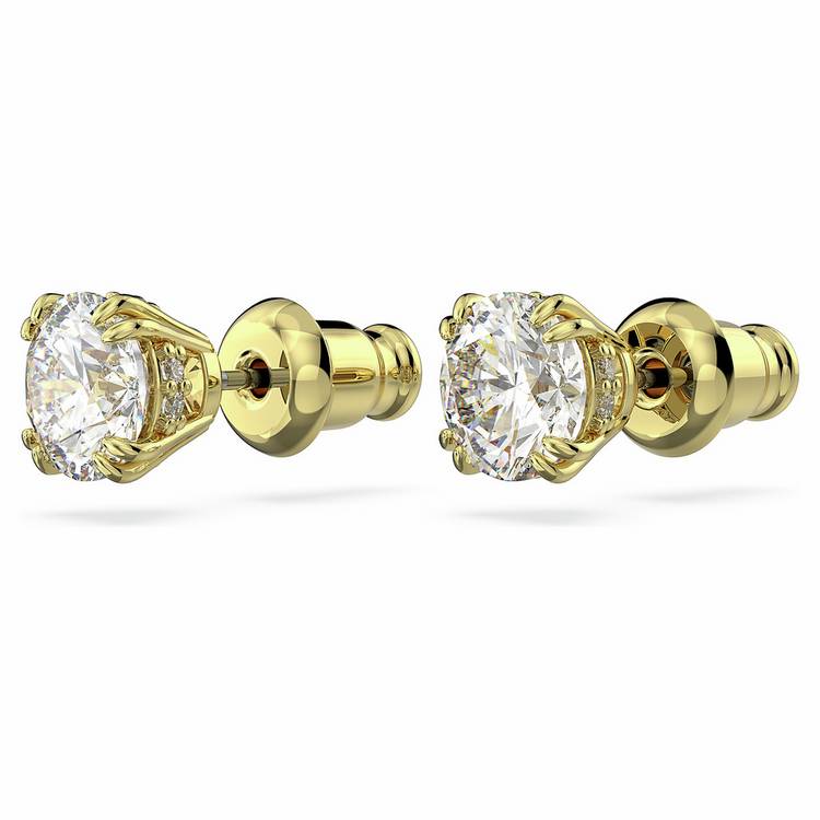 Swarovski gold-tone stud earrings with crystal stones - British product