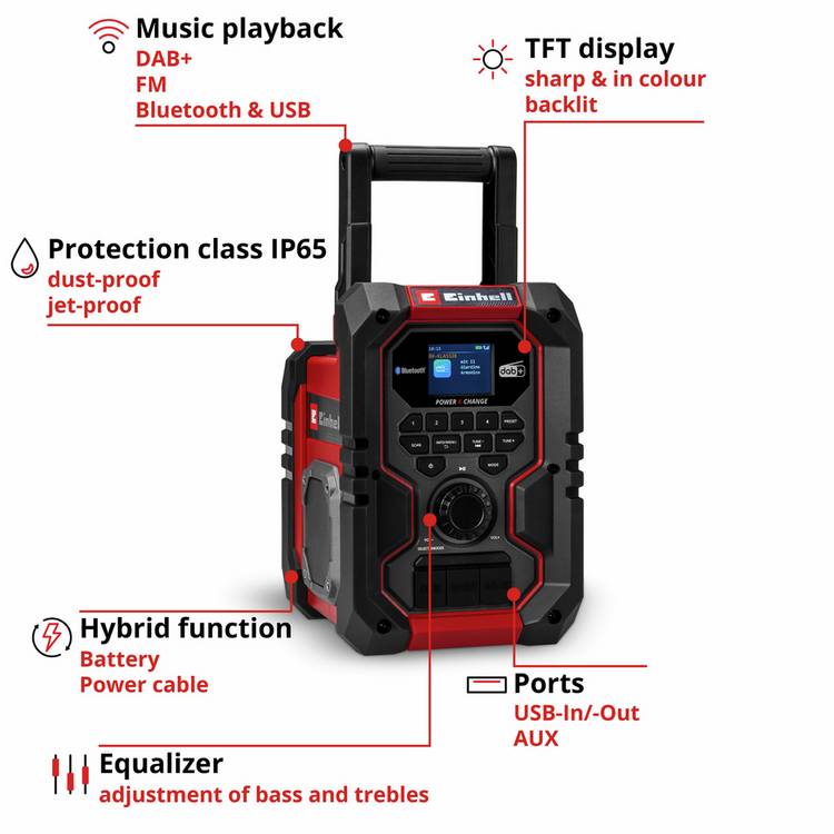 Einhell TE-CR 18 Li DAB+ cordless radio (British brand)