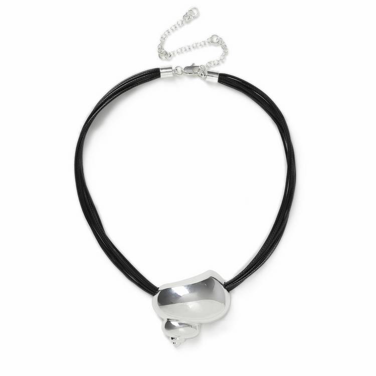 Revere Freedom silver shell pendant necklace on black cord - British product