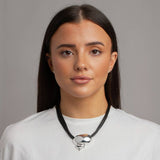 Revere Freedom silver shell pendant necklace on black cord - British product